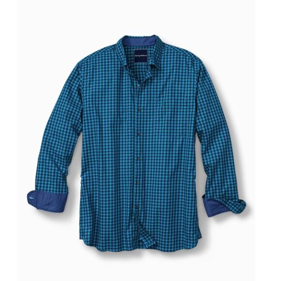 Tommy Bahama - Blue Plaid Button Down Shirt - Size L - EUC - Picture 1 of 8